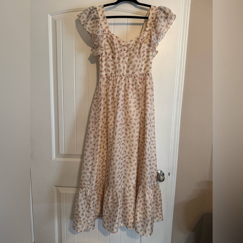 Altar'd State Cream and Pink Floral Maxi Dress